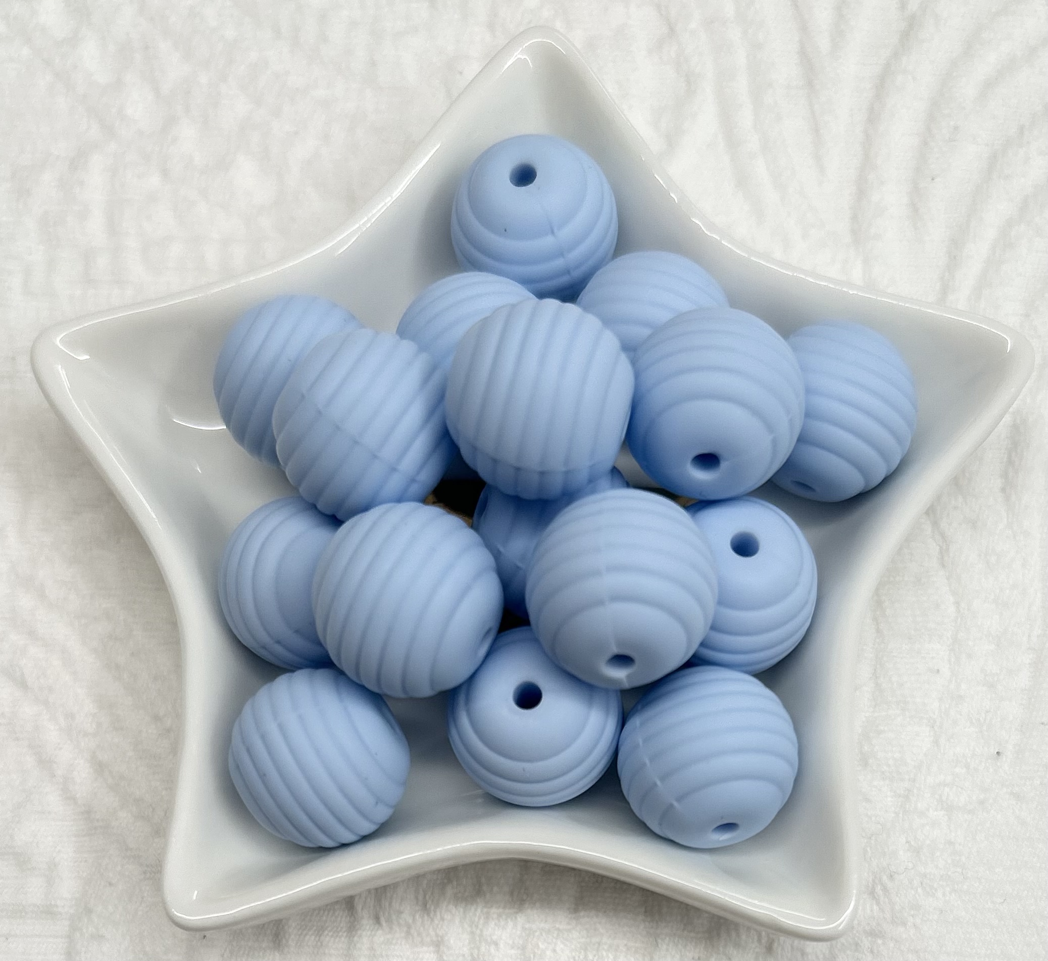 Silikon-Rillen-Perlen 15mm pastellblau 
