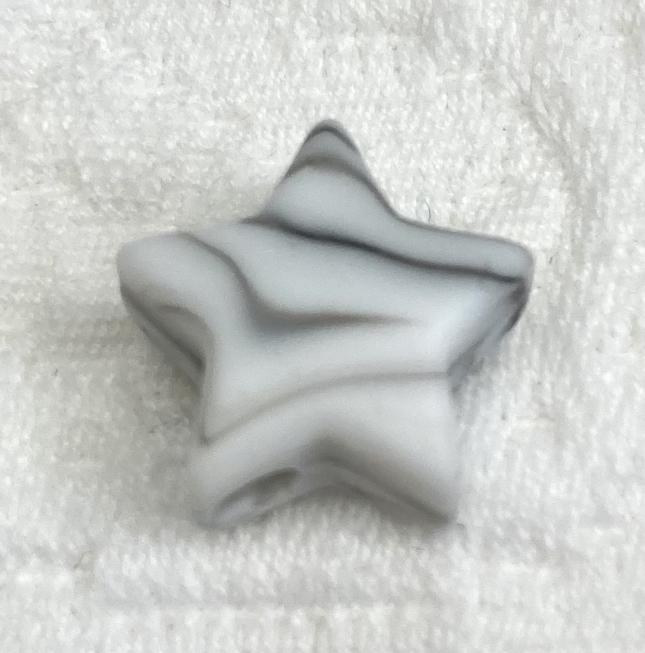 Beissmotiv Mini Sternli Marmor weiss-grau 