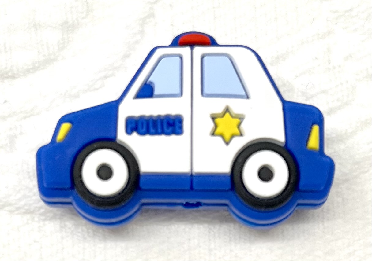 Beissmotiv Polizei Auto mittelblau 