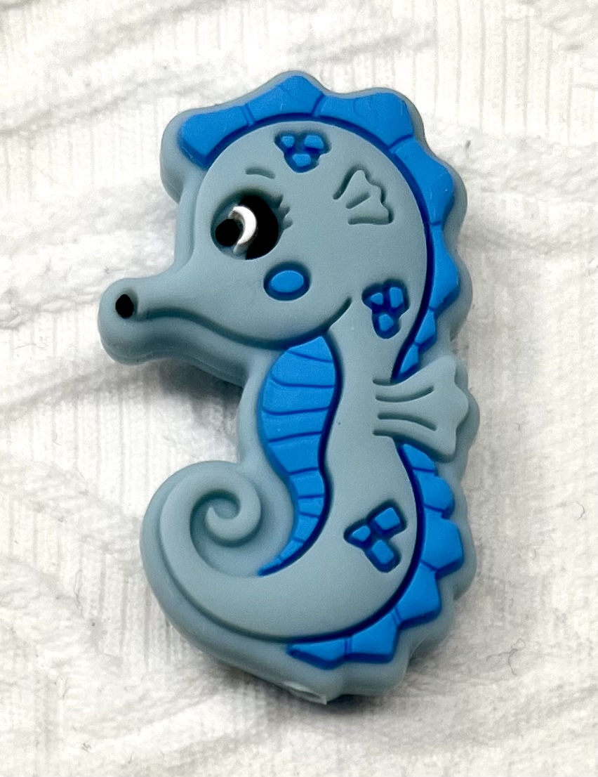 Beissmotiv Seepferdchen mehrfarbig babyblau 