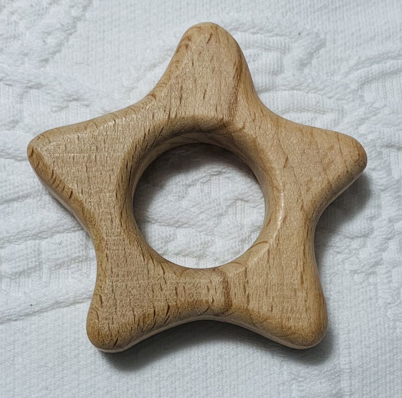 Natur-Holz Anhänger Stern mit rundem Loch