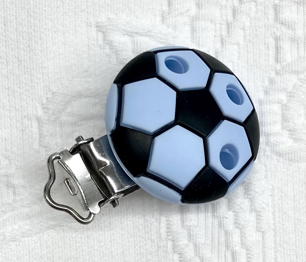 Silikon Musterclips Fussball pastellblau