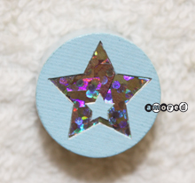 Glitzerscheibe Stern in Stern babyblau