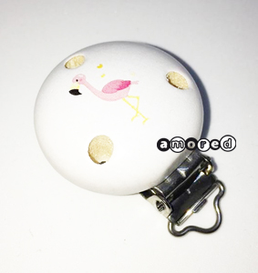 Motivclip Flamingo weiss