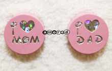 Glitzerscheiben I love Mom/Dad rosa