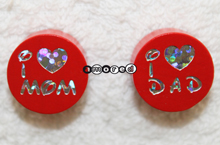 Glitzerscheiben I love Mom/Dad rot