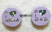 Glitzerscheiben I love Mom/Dad flieder