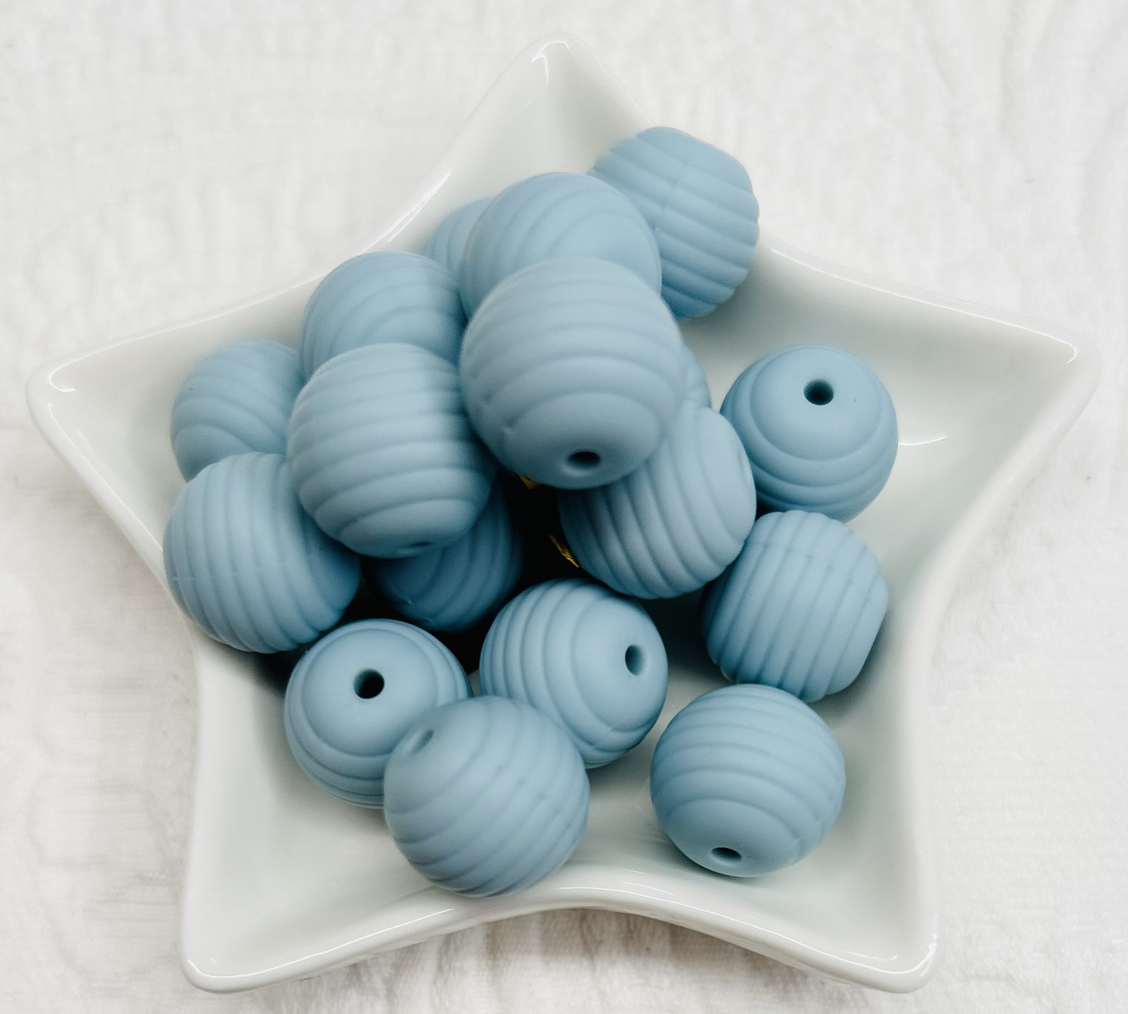 Silikon-Rillen-Perlen 15mm babyblau 