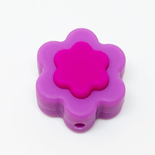 Beissmotiv Blumenperlen flach flieder-pink 