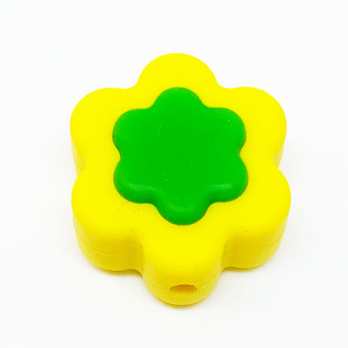 Beissmotiv Blumenperlen flach gelb-grün 