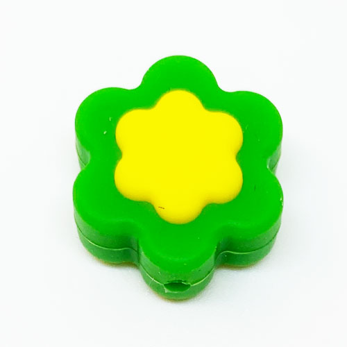 Beissmotiv Blumenperlen flach grün-gelb 