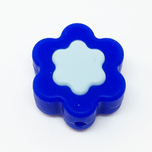 Beissmotiv Blumenperlen flach mittelblau-babyblau 