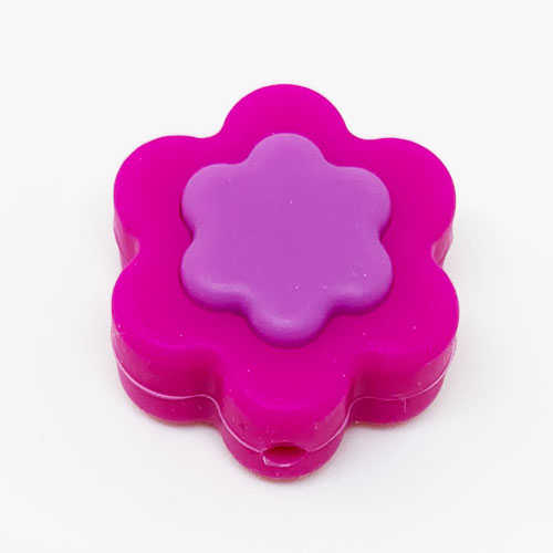 Beissmotiv Blumenperlen flach pink-flieder 