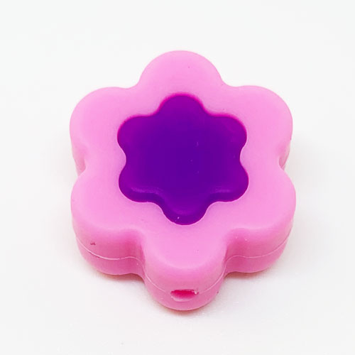 Beissmotiv Blumenperlen flach rosa-blaulila 