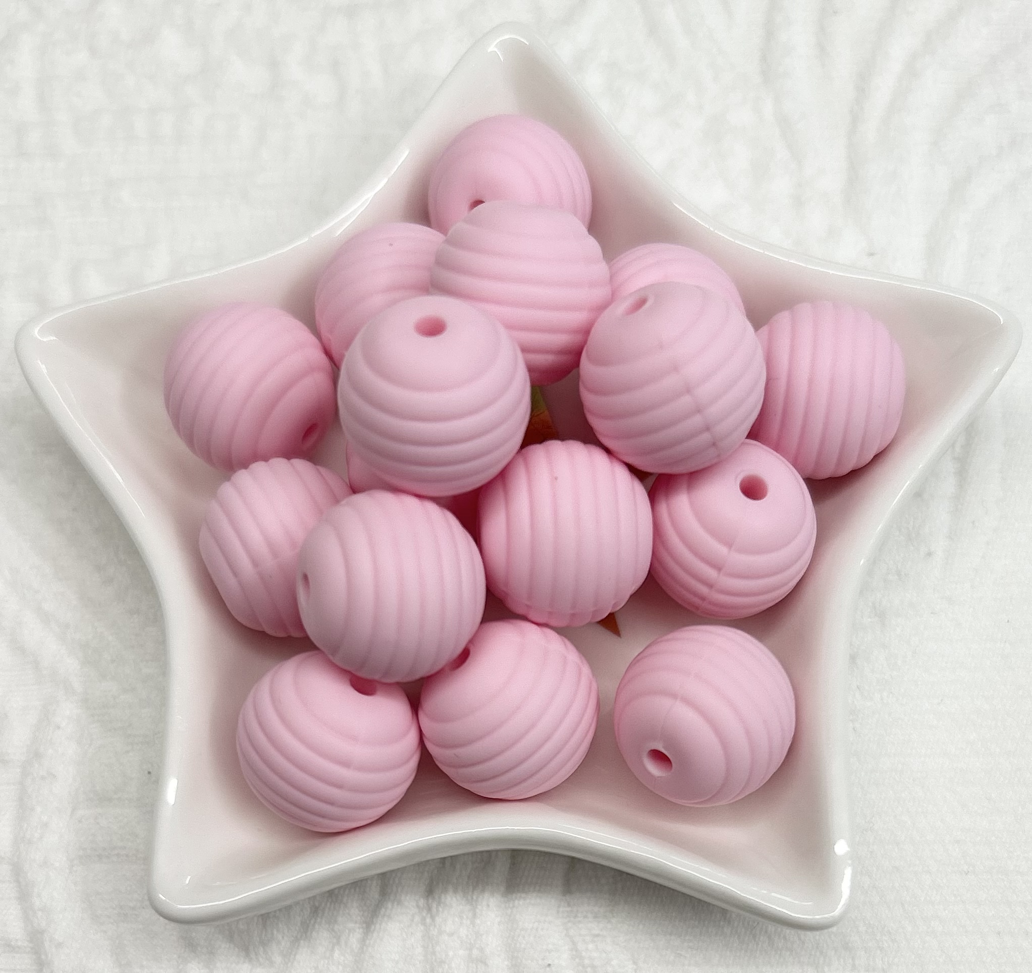Silikon-Rillen-Perlen 15mm pastellrosa 