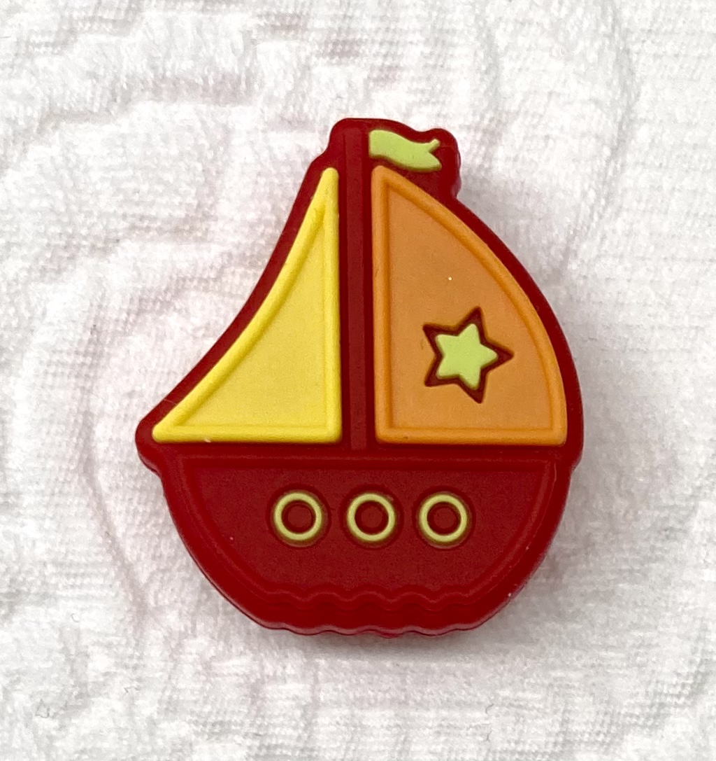 Beissmotiv Segelboot rot 