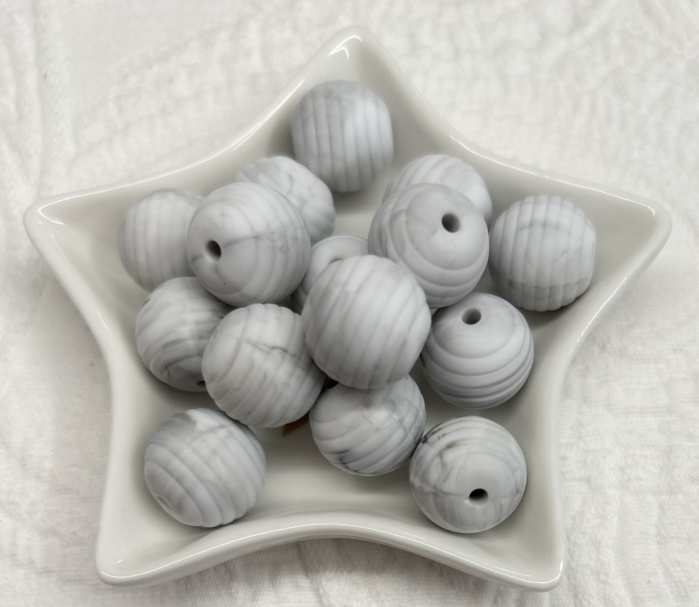 Silikon-Rillen-Perlen 15mm marmor
