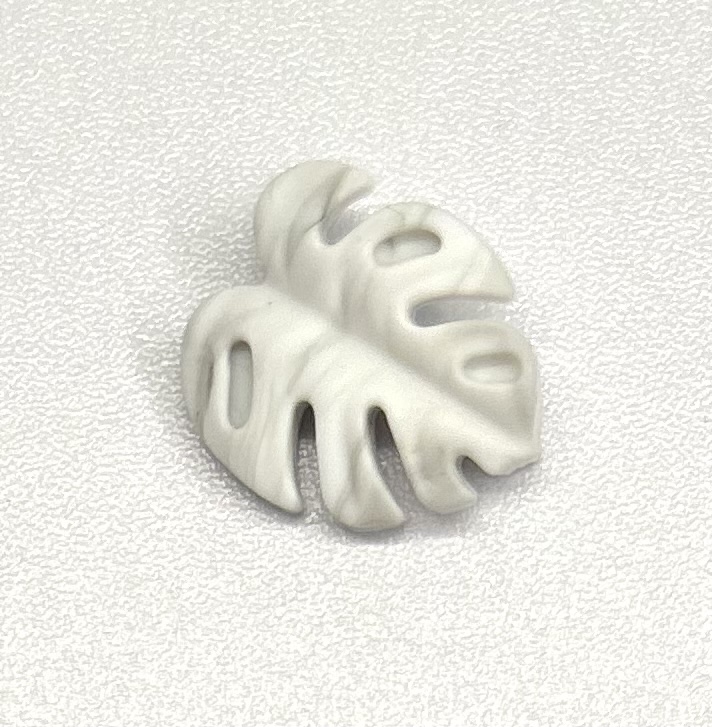3D Blatt „Monstera“ marmor grau-weiss