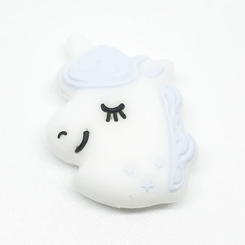 Beissmotiv Einhorn babyblau-weiss