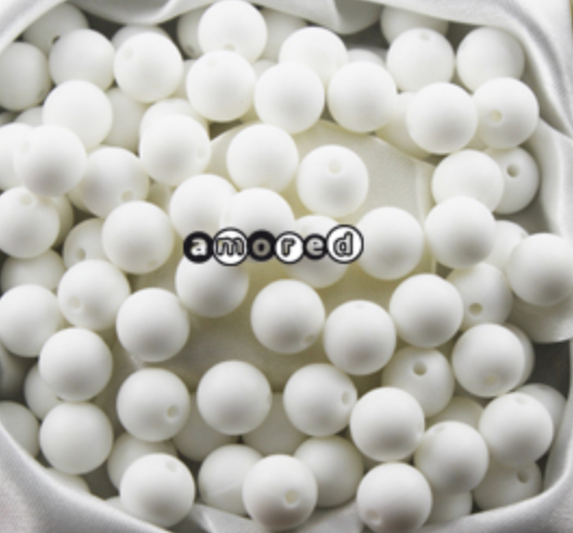 Silikonperlen 15mm weiss 