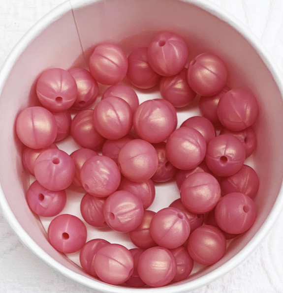 Silikonperlen 15mm roségold metallic 