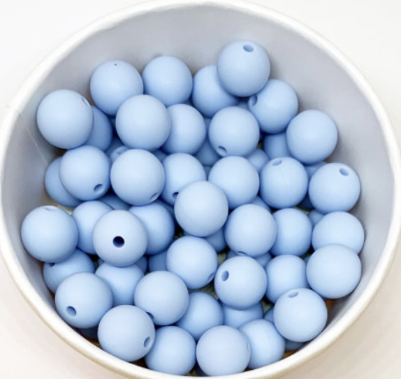 Silikonperlen 15mm pastellblau 