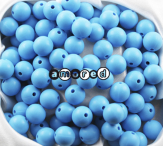 Silikonperlen 15mm skyblau 