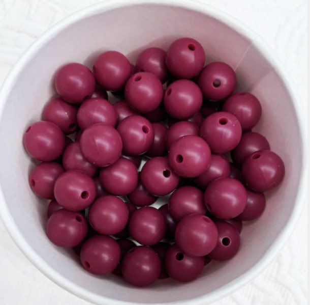 Silikonperlen 15mm Rotwein 