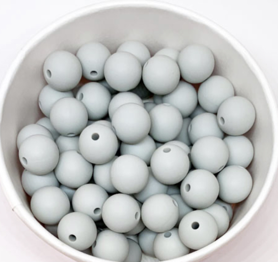 Silikonperlen 15mm hellgrau 