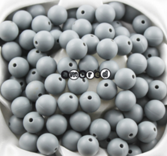 Silikonperlen 15mm grau 
