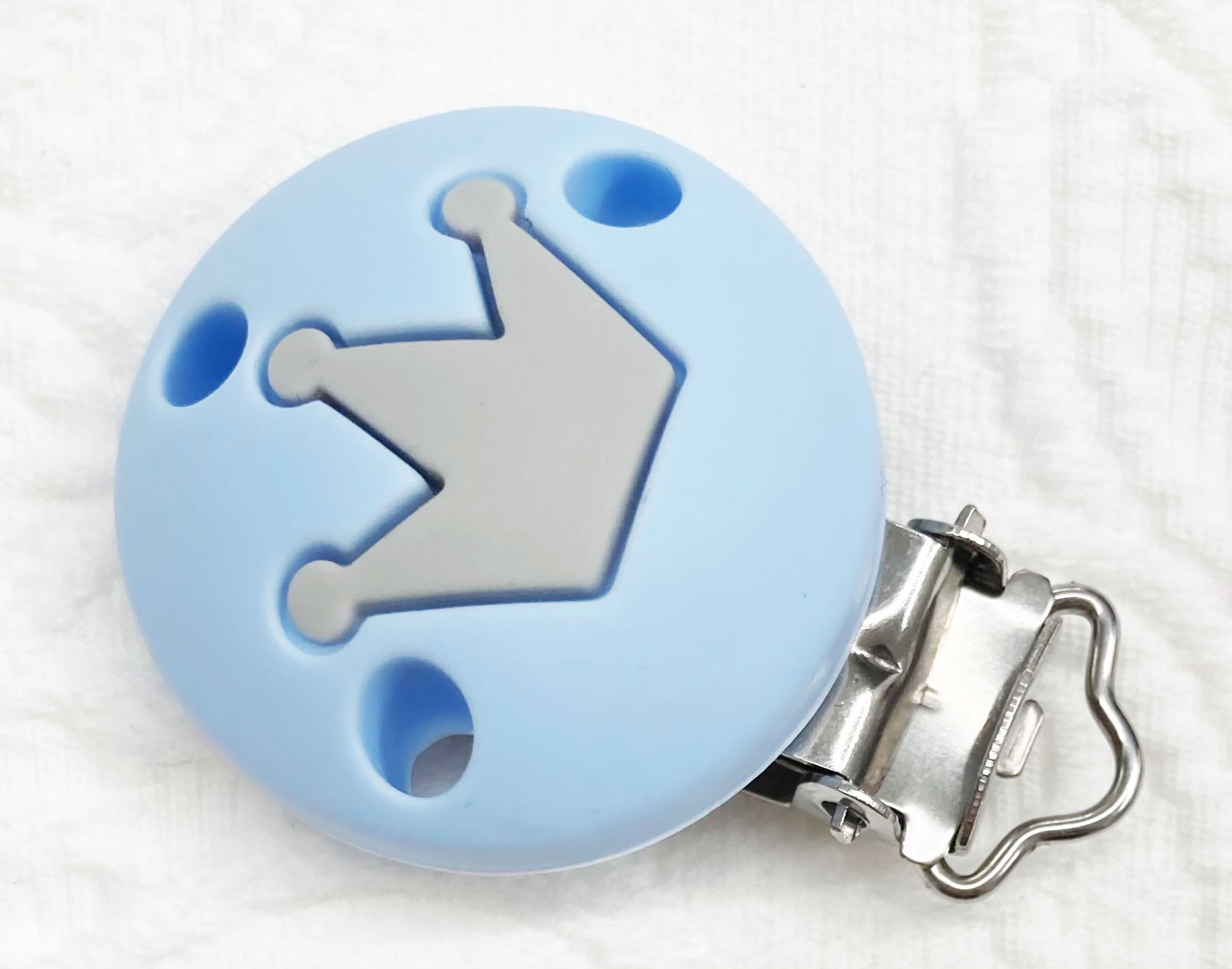 Silikonclips Krone pastellblau-hellgrau 