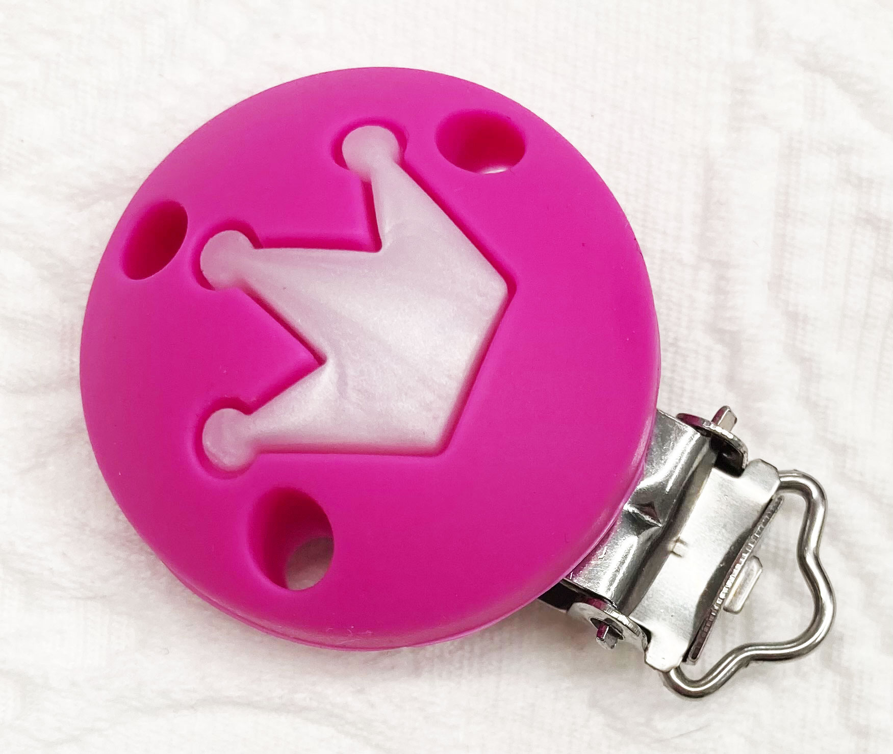 Silikonclips Krone dunkelpink-metallic 