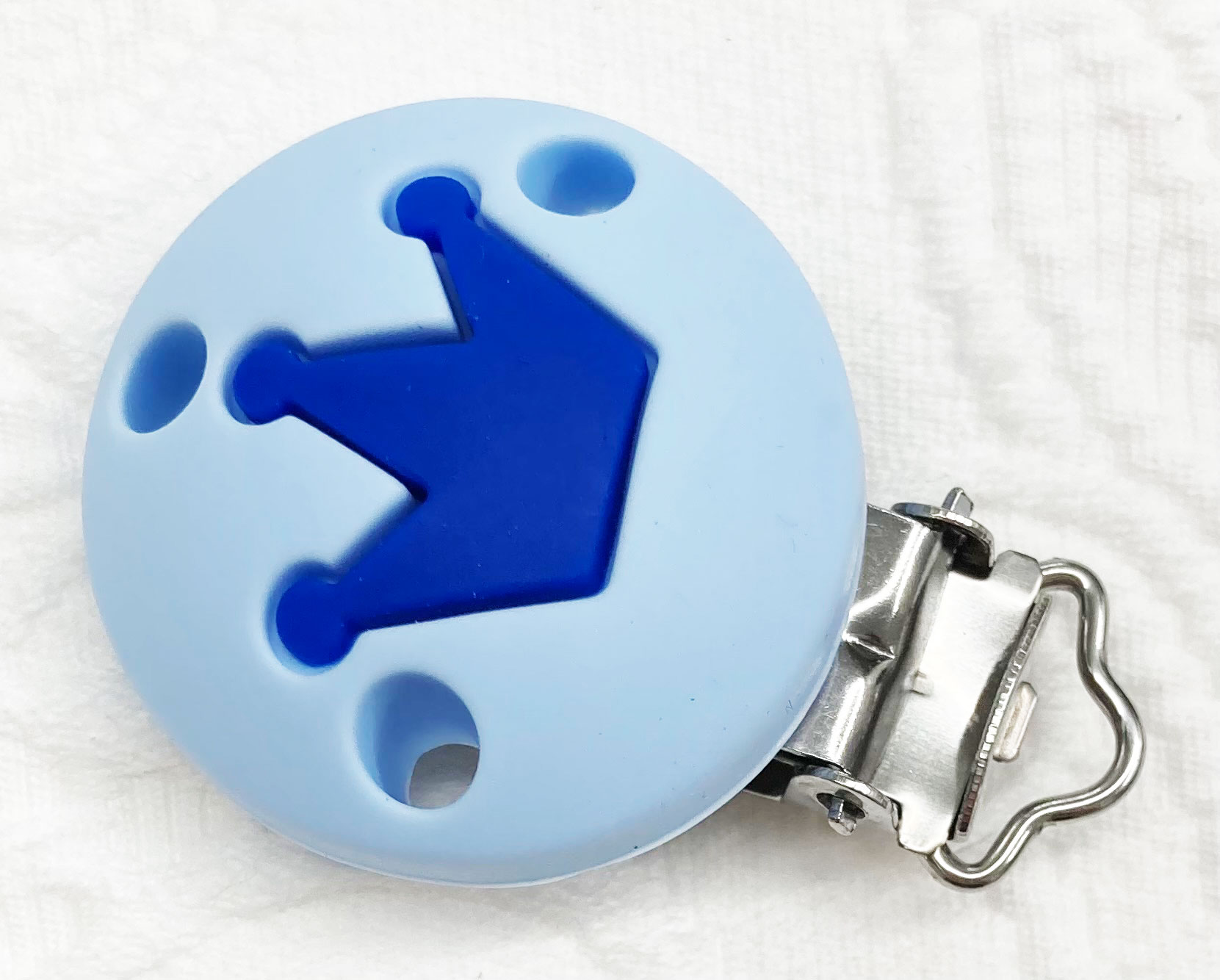 Silikonclips Krone pastellblau-mittelblau 