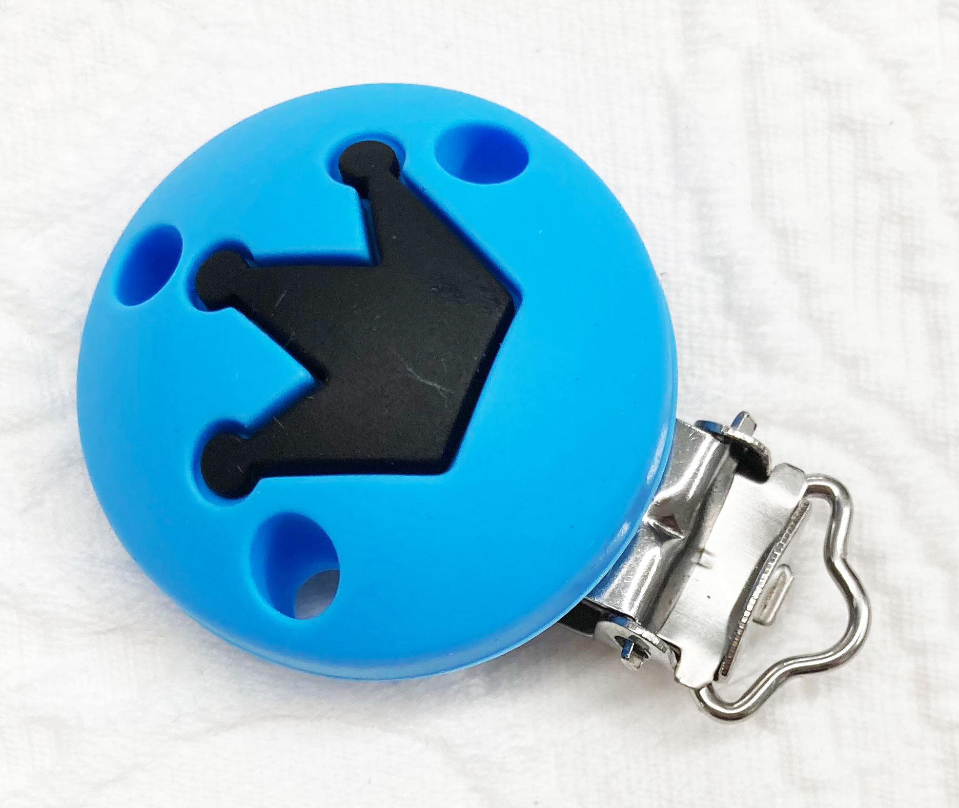 Silikonclips Krone skyblau-dunkelblau 