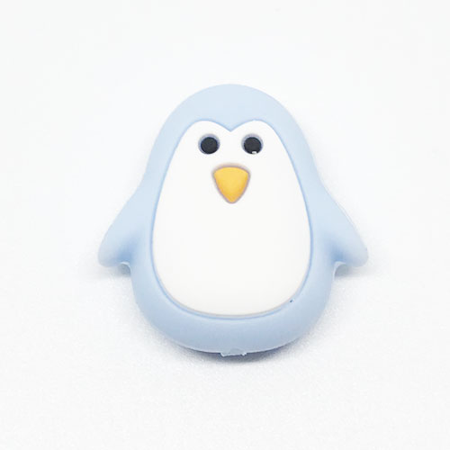 Beissmotiv Pinguin babyblau-weiss