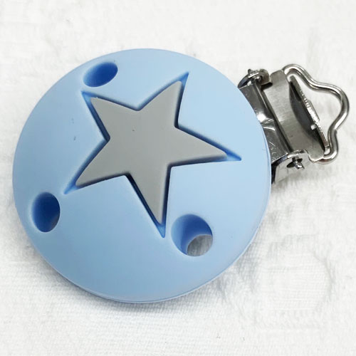 Silikonclips Stern pastellblau-hellgrau