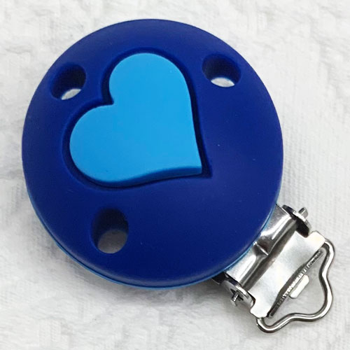 Silikonclips Herz dunkelblau-skyblau 