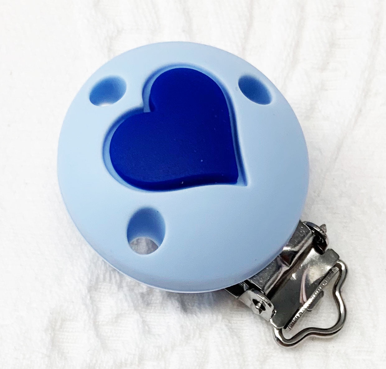 Silikonclips Herz pastellblau-mittelblau 