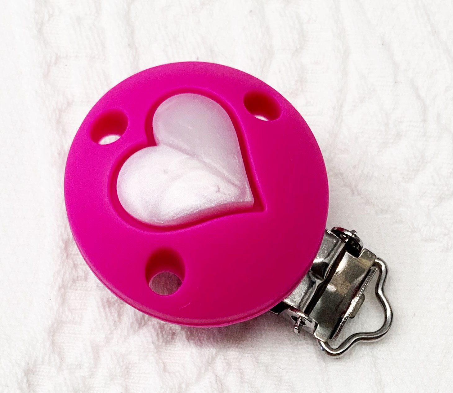 Silikonclips Herz pink-metallic 