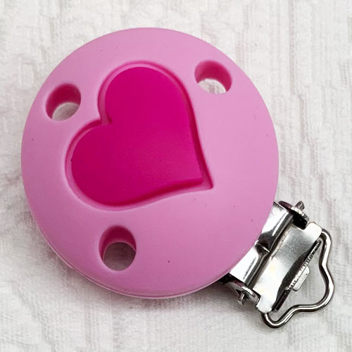 Silikonclips Herz rosa-dunkelpink