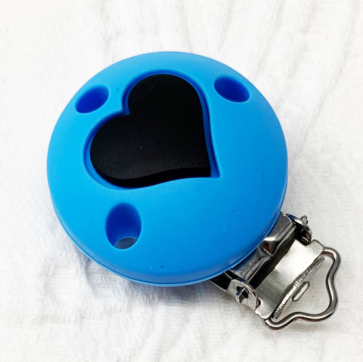 Silikonclips Herz skyblau-dunkelblau 