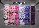 Starterset Holz Blumen rosa-lila inkl. Sortierbox