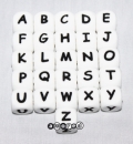 100 Stk. Silikon Buchstaben Würfel weiss 12mm gemischt